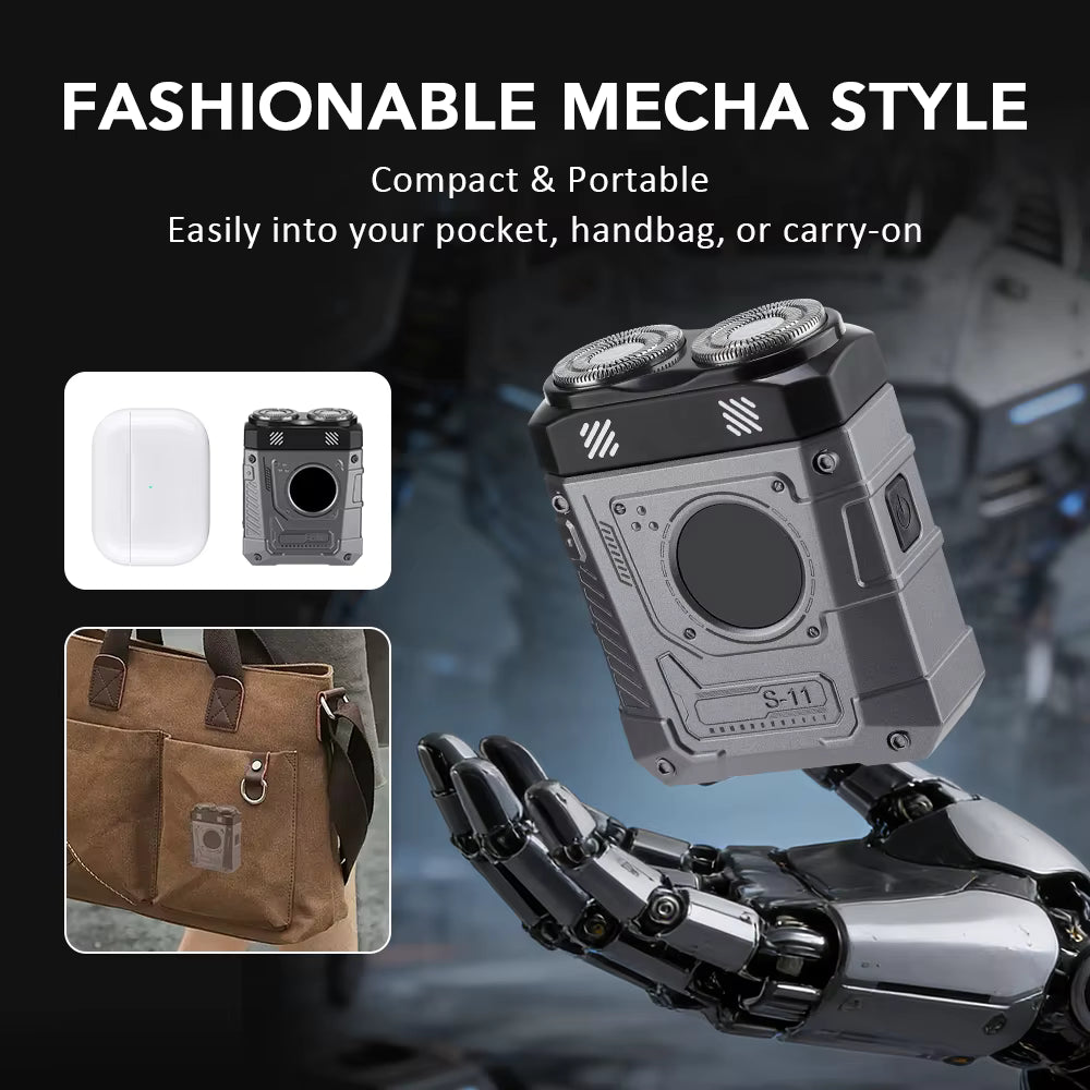 Mecha Style Double Blade Electric Shaver with Digital Display