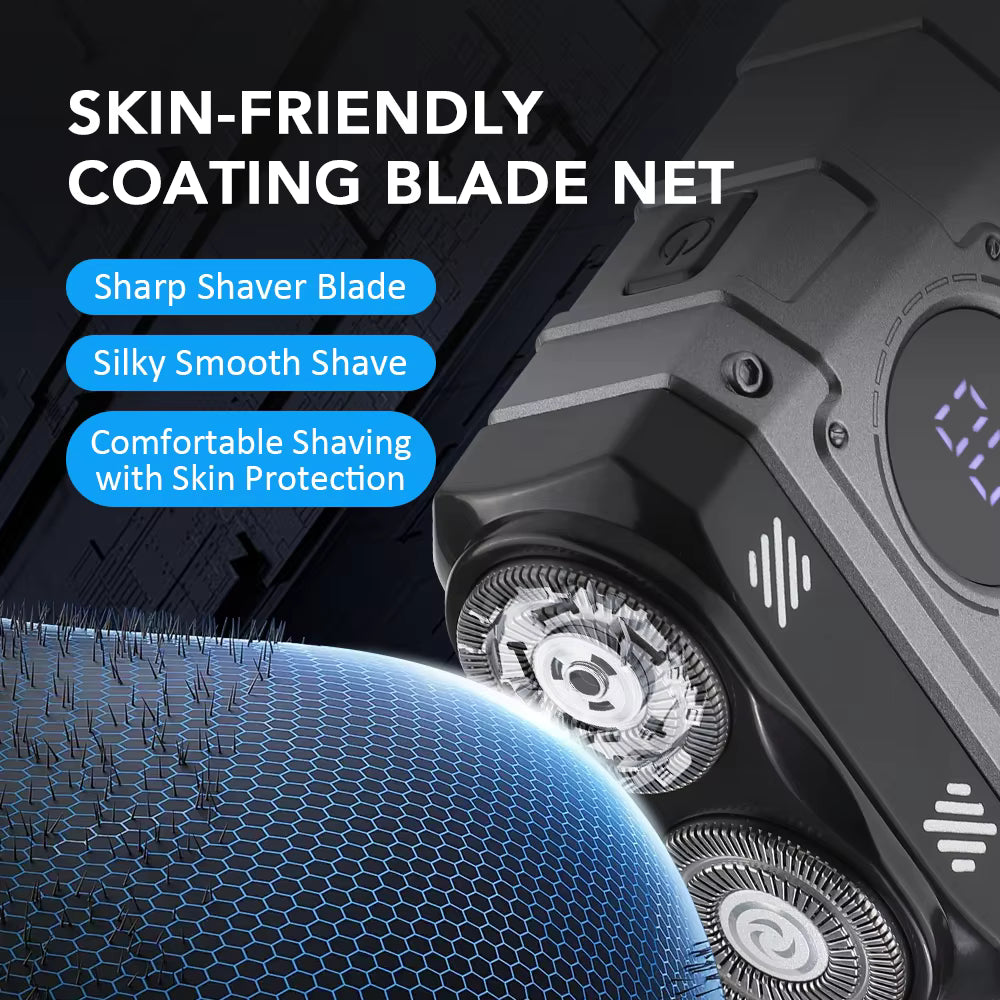 Mecha Style Double Blade Electric Shaver with Digital Display