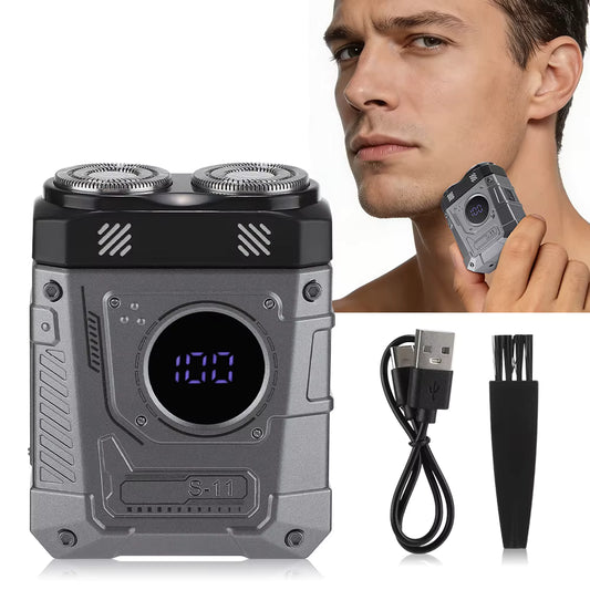 Mecha Style Double Blade Electric Shaver with Digital Display