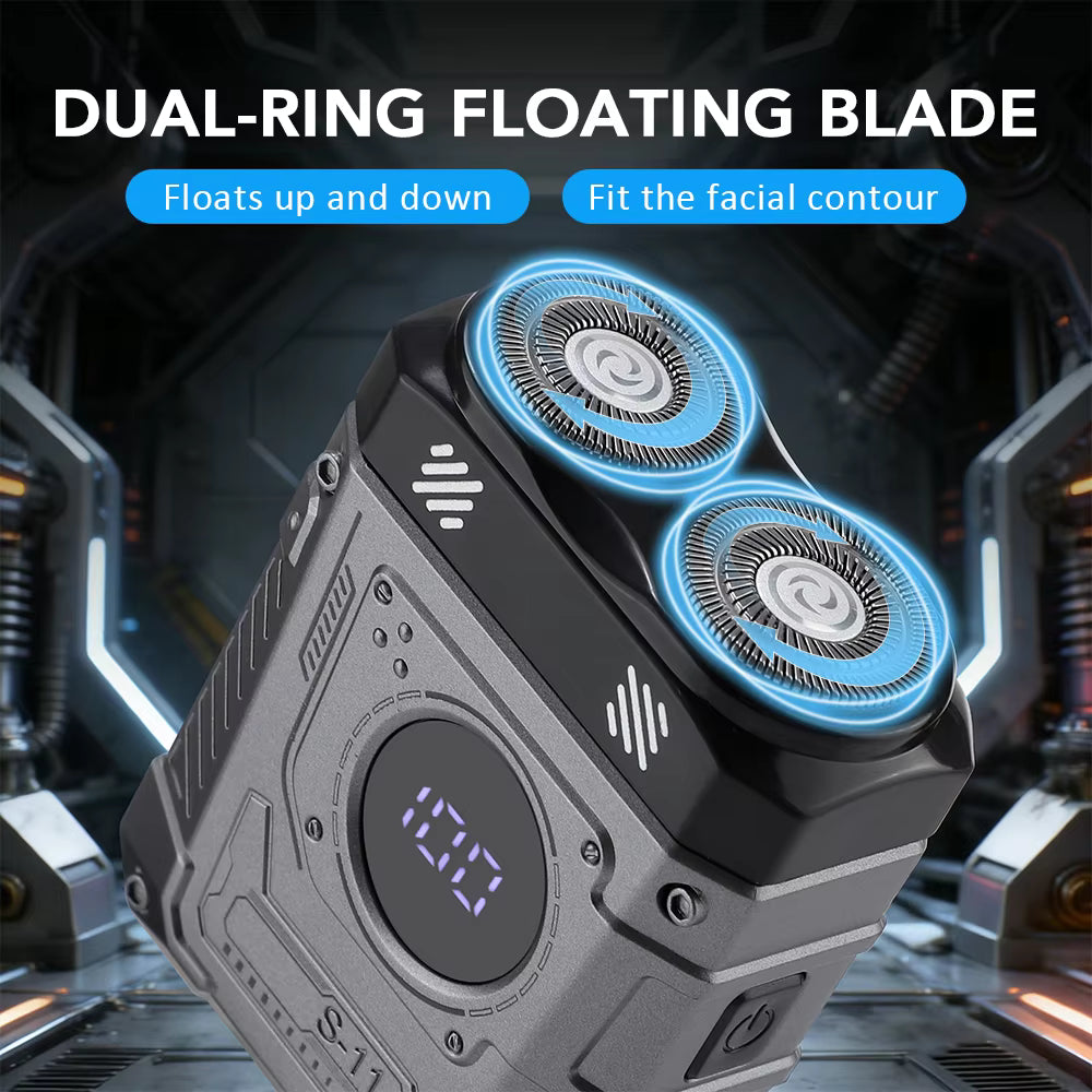 Mecha Style Double Blade Electric Shaver with Digital Display