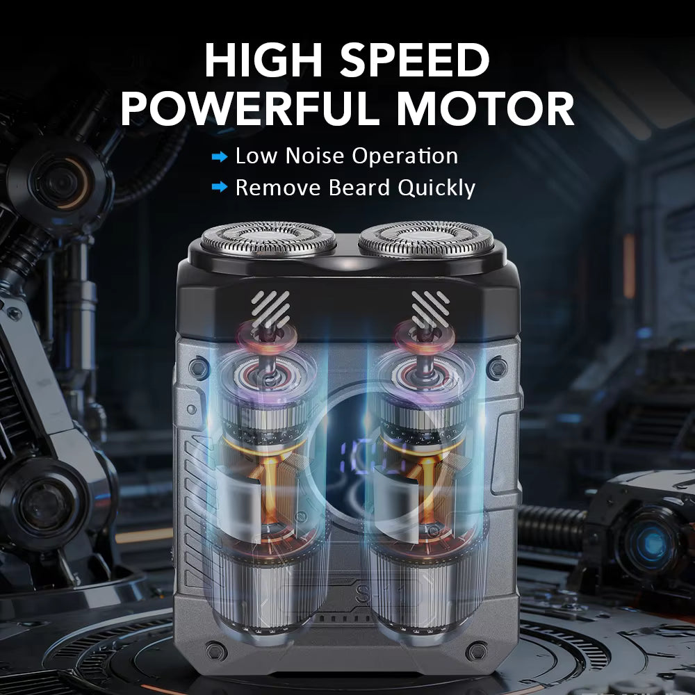 Mecha Style Double Blade Electric Shaver with Digital Display