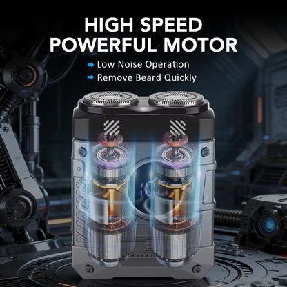 Mecha Style Double Blade Electric Shaver with Digital Display