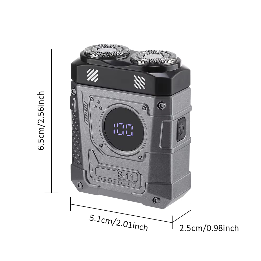 Mecha Style Double Blade Electric Shaver with Digital Display