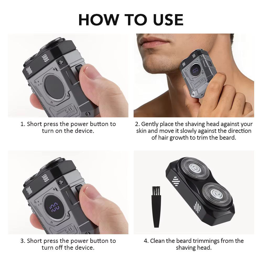 Mecha Style Double Blade Electric Shaver with Digital Display